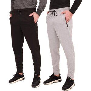 2 Pairs Men's Jogger Sweatpants with Zipper Pockets –Athletic Track Pants XXL